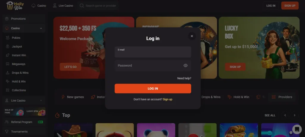 HollyWin Login